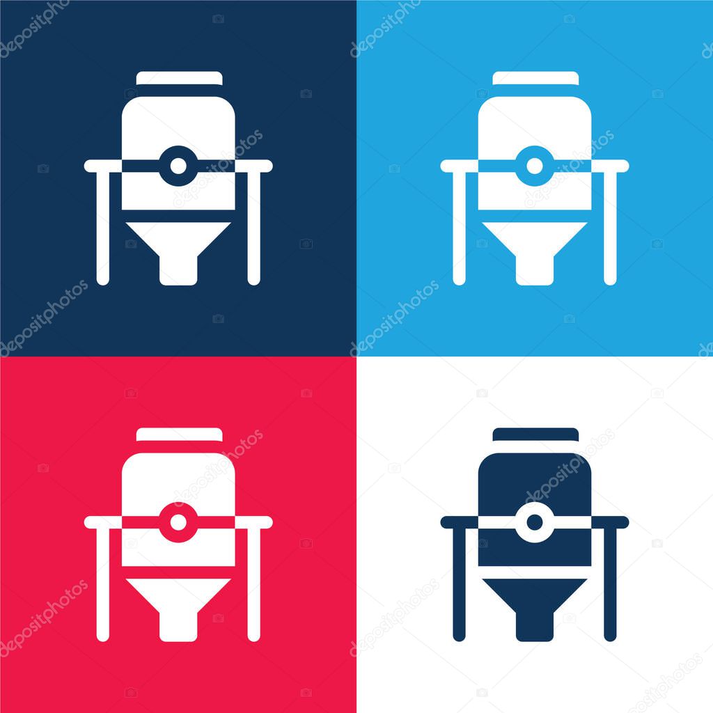 Brewery blue and red four color minimal icon set