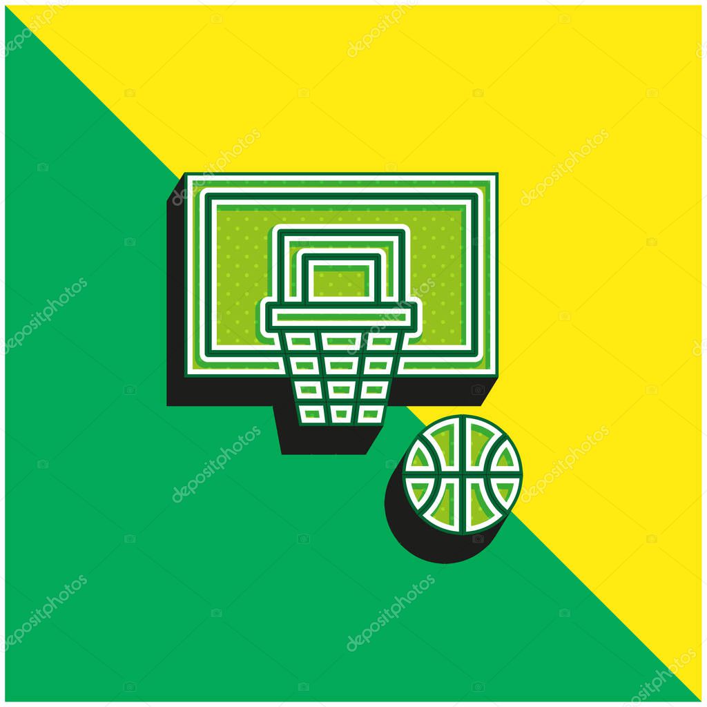 Basketball Green and yellow modern 3d vector icon logo