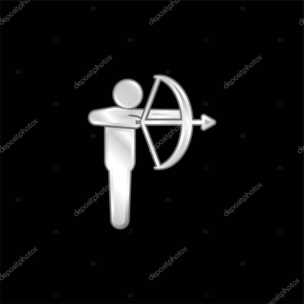 Archery silver plated metallic icon