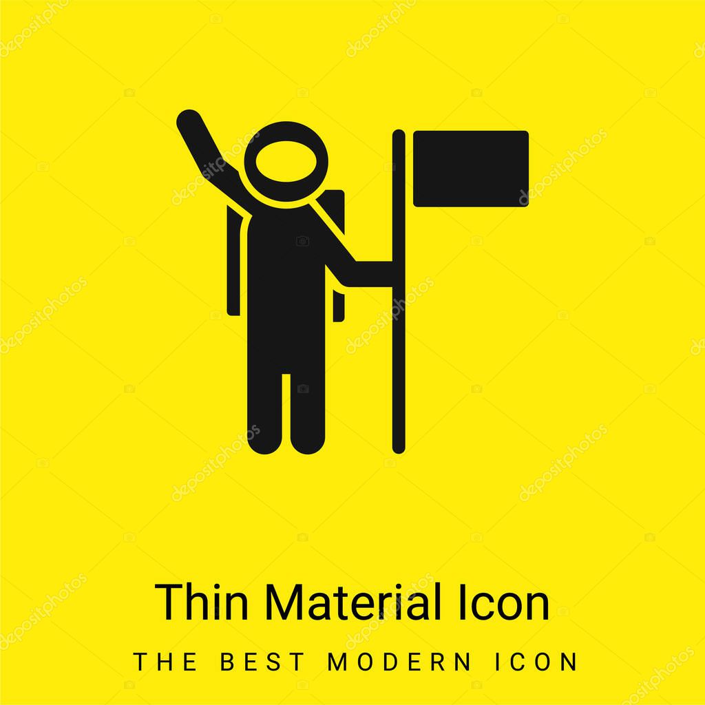 Astronaut With A Flag minimal bright yellow material icon