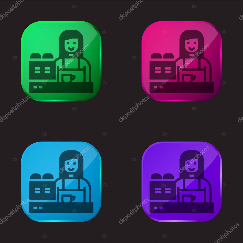 Barista four color glass button icon