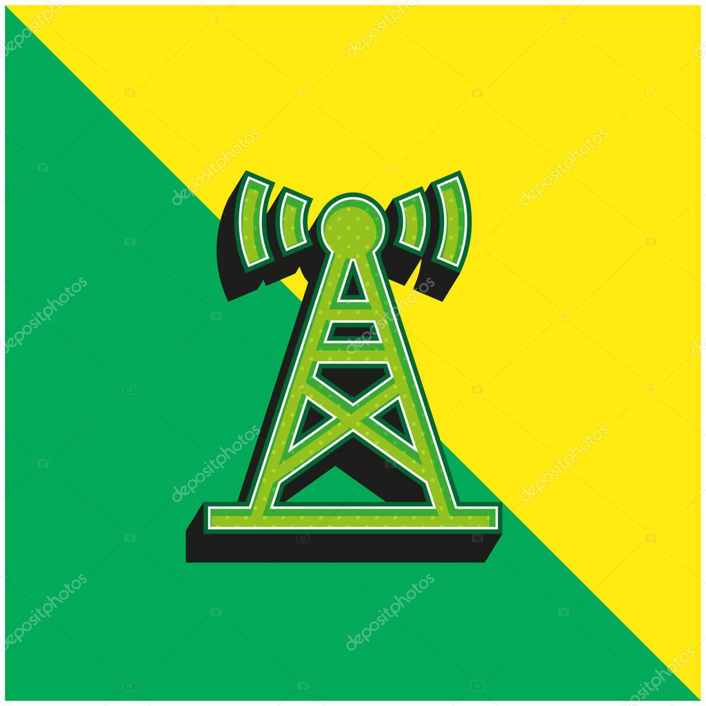 Antenna Green and yellow modern 3d vector icon logo