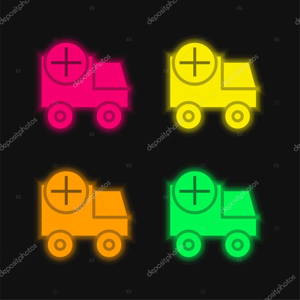 Add four color glowing neon vector icon