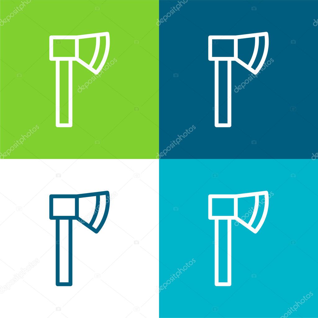 Axe Flat four color minimal icon set