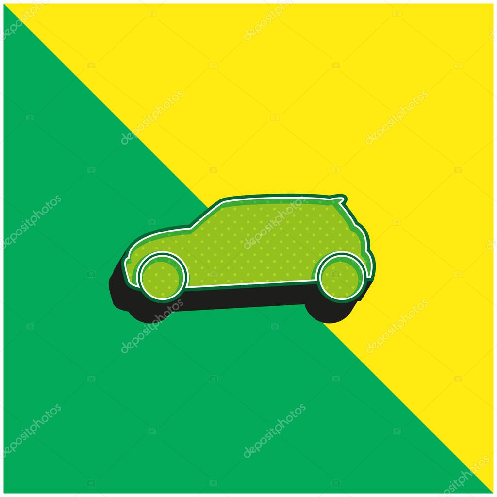 Black Car Side View Green and yellow modern 3d vector icon logo
