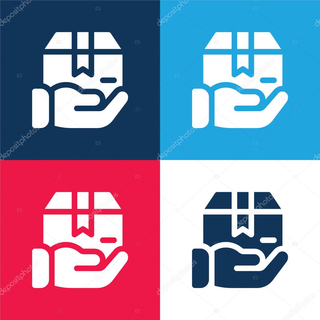 Box blue and red four color minimal icon set