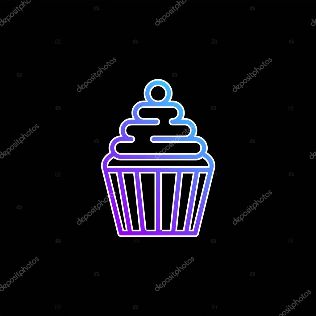 Big Cupcake With Cherry blue gradient vector icon