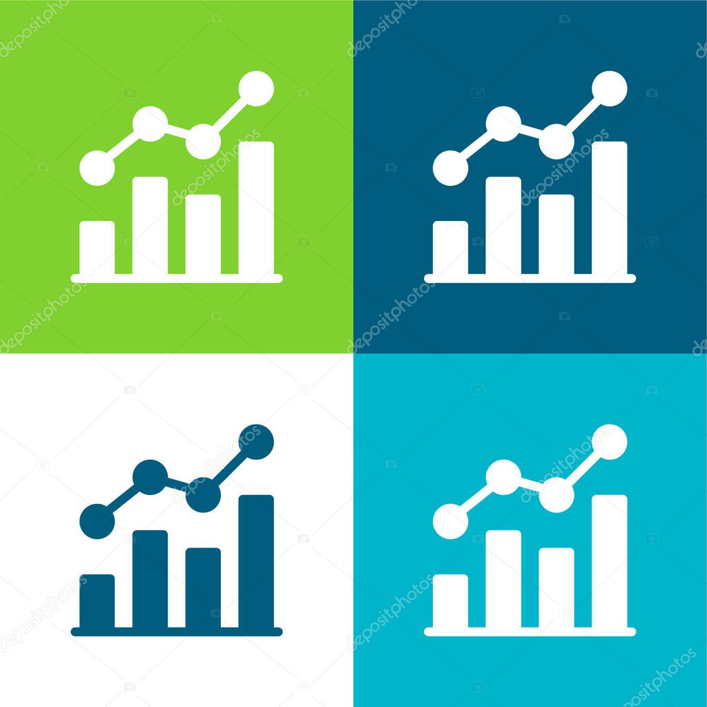 Analytics Flat four color minimal icon set