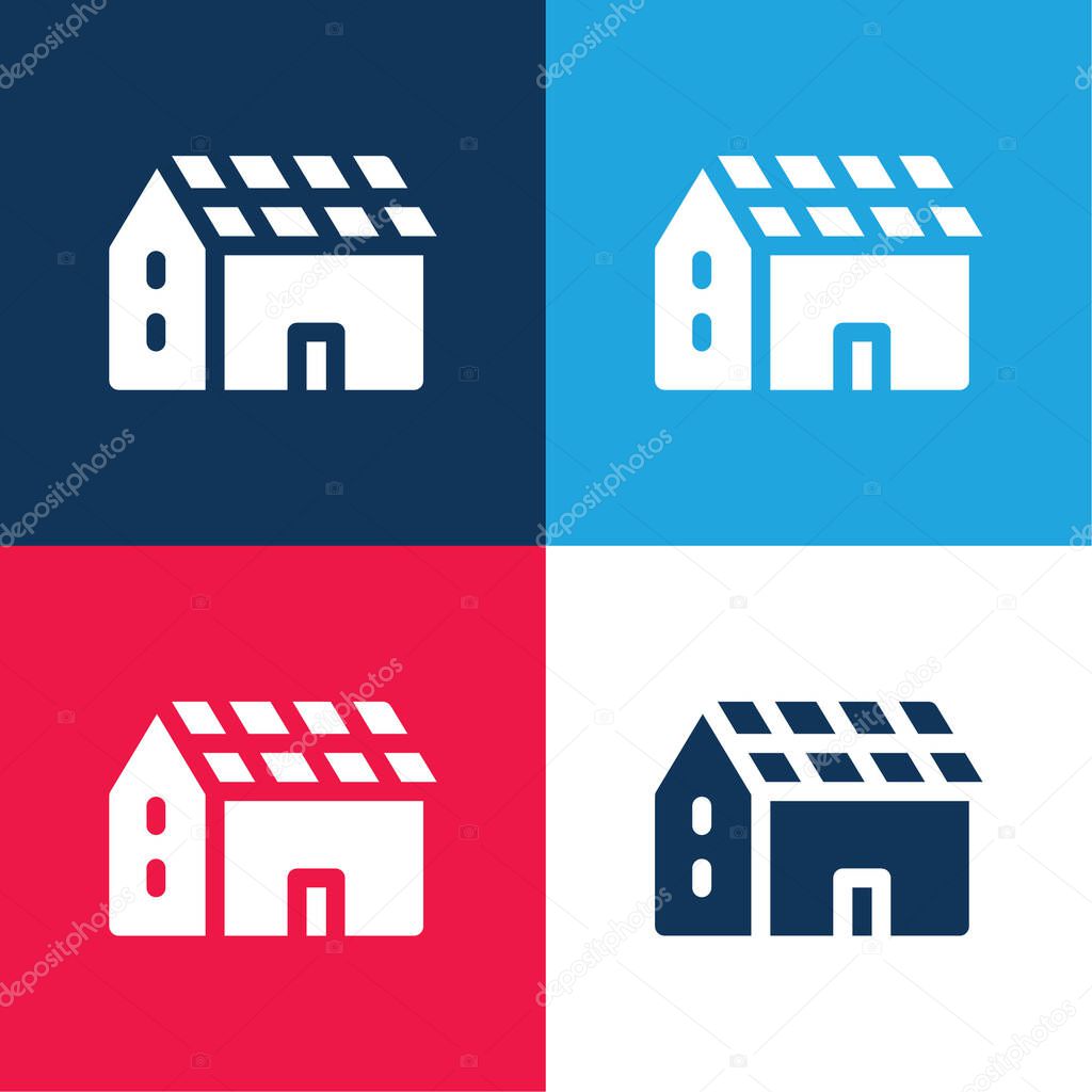 Battery blue and red four color minimal icon set