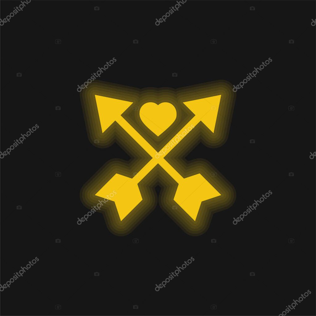 Arrows yellow glowing neon icon