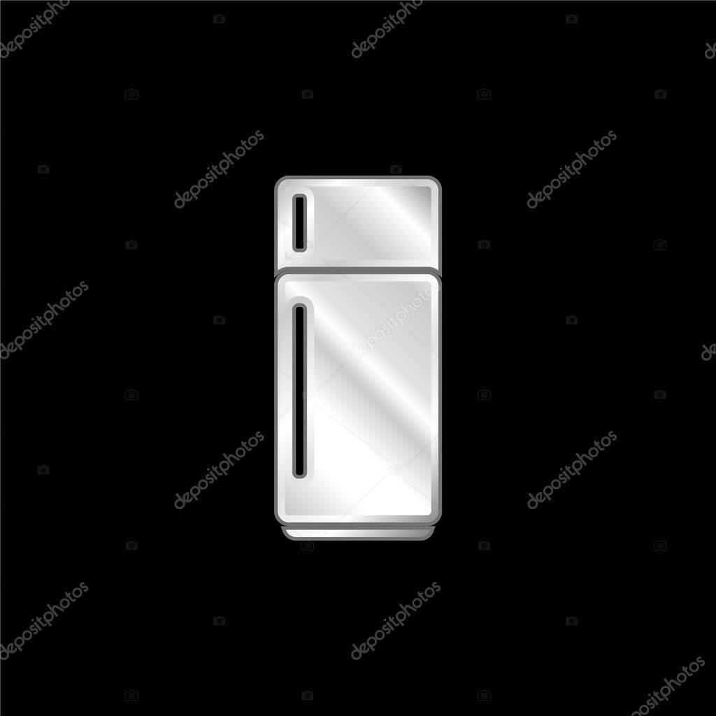 Big Refrigerator silver plated metallic icon