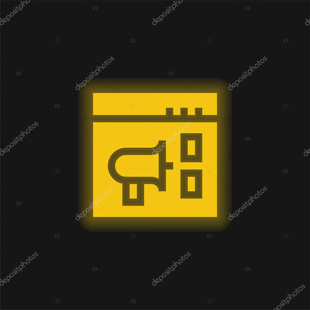 Advertising yellow glowing neon icon