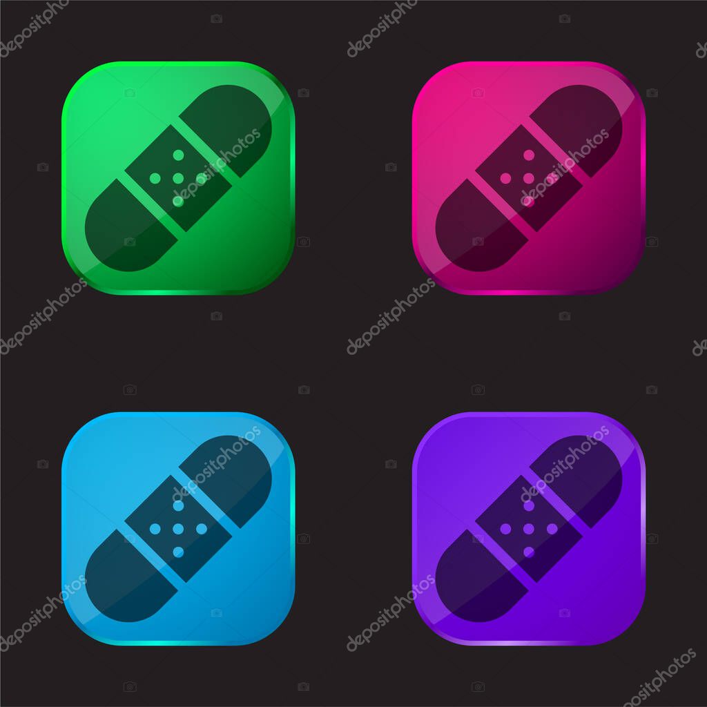 Band Aid four color glass button icon