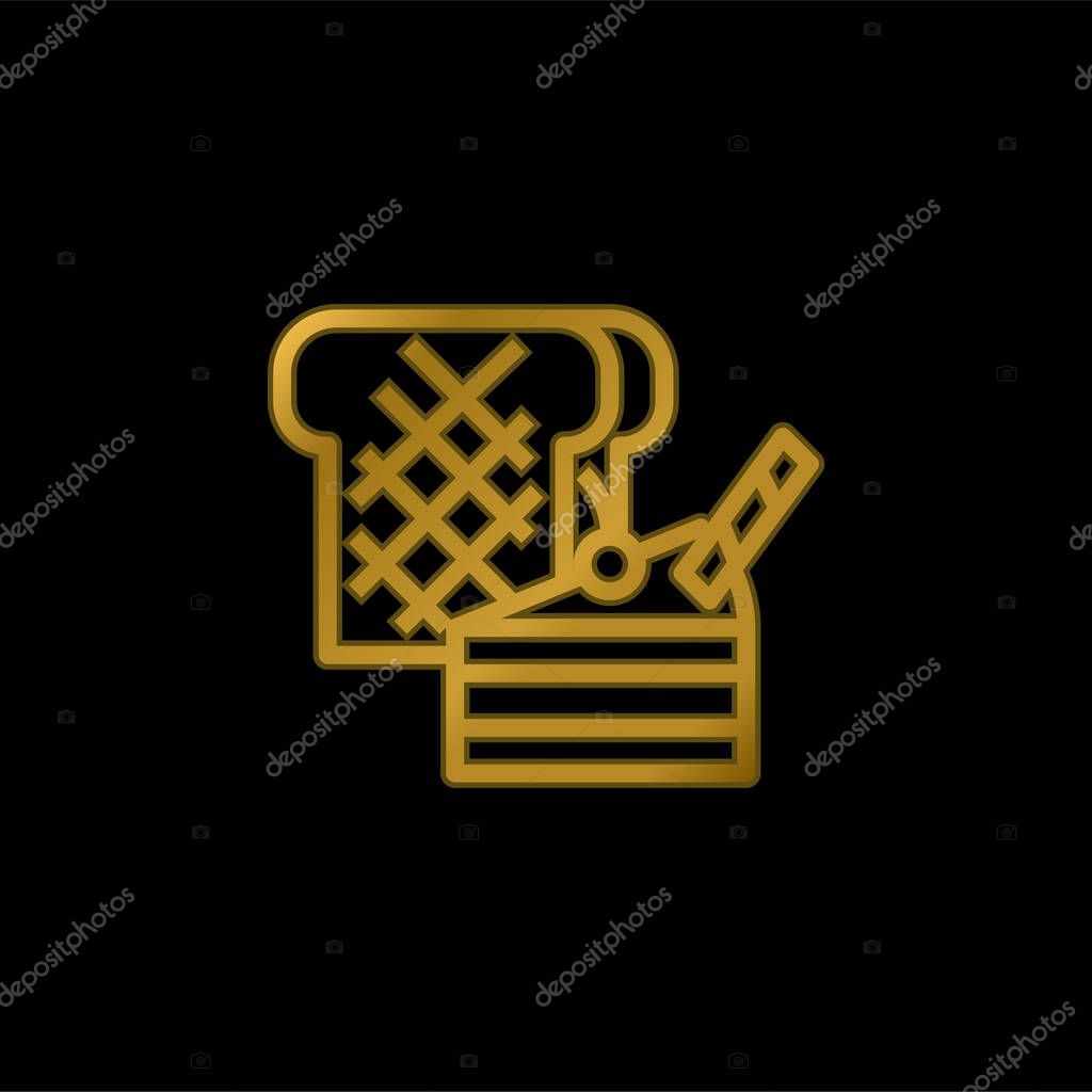 Bakery gold plated metalic icon or logo vector
