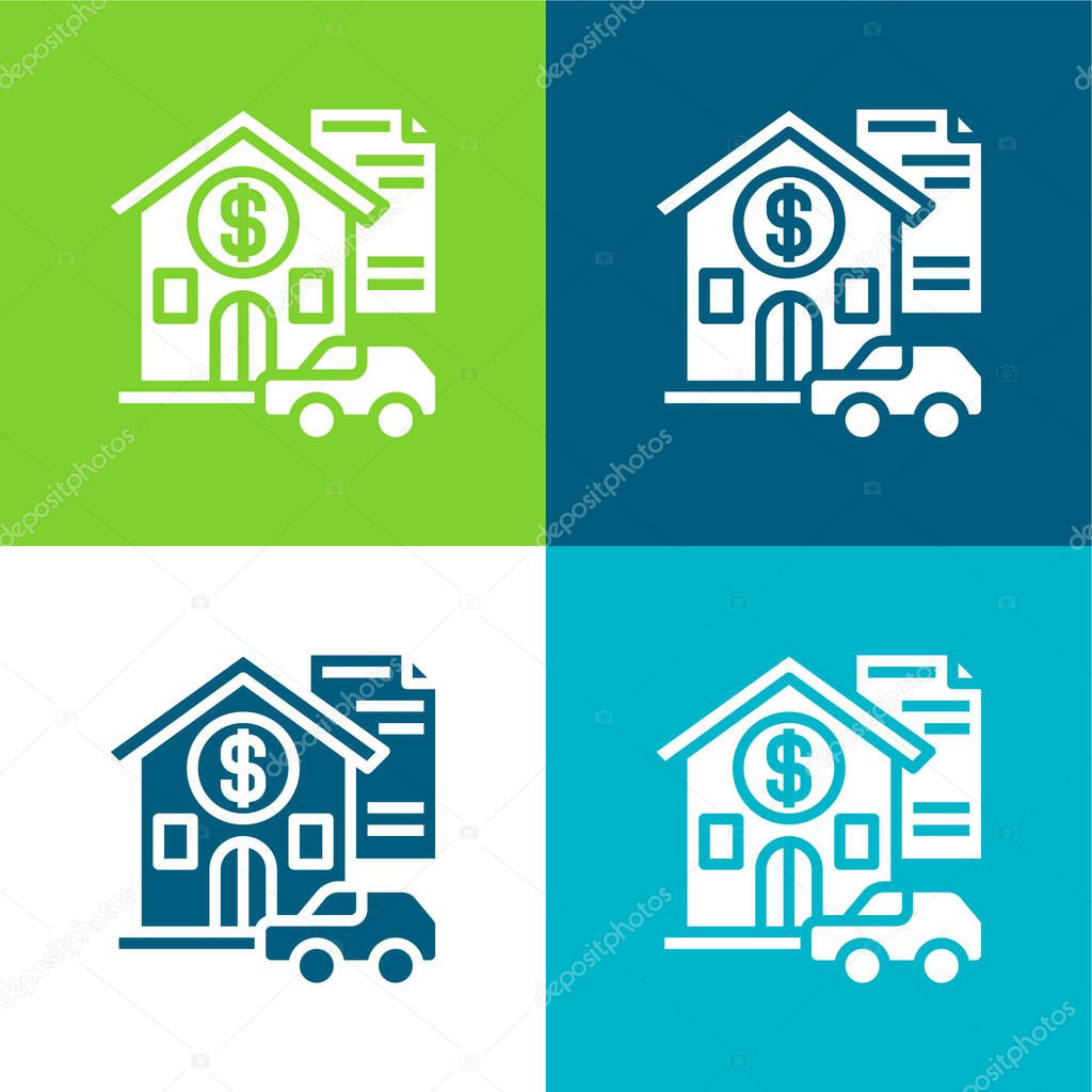Asset Flat four color minimal icon set