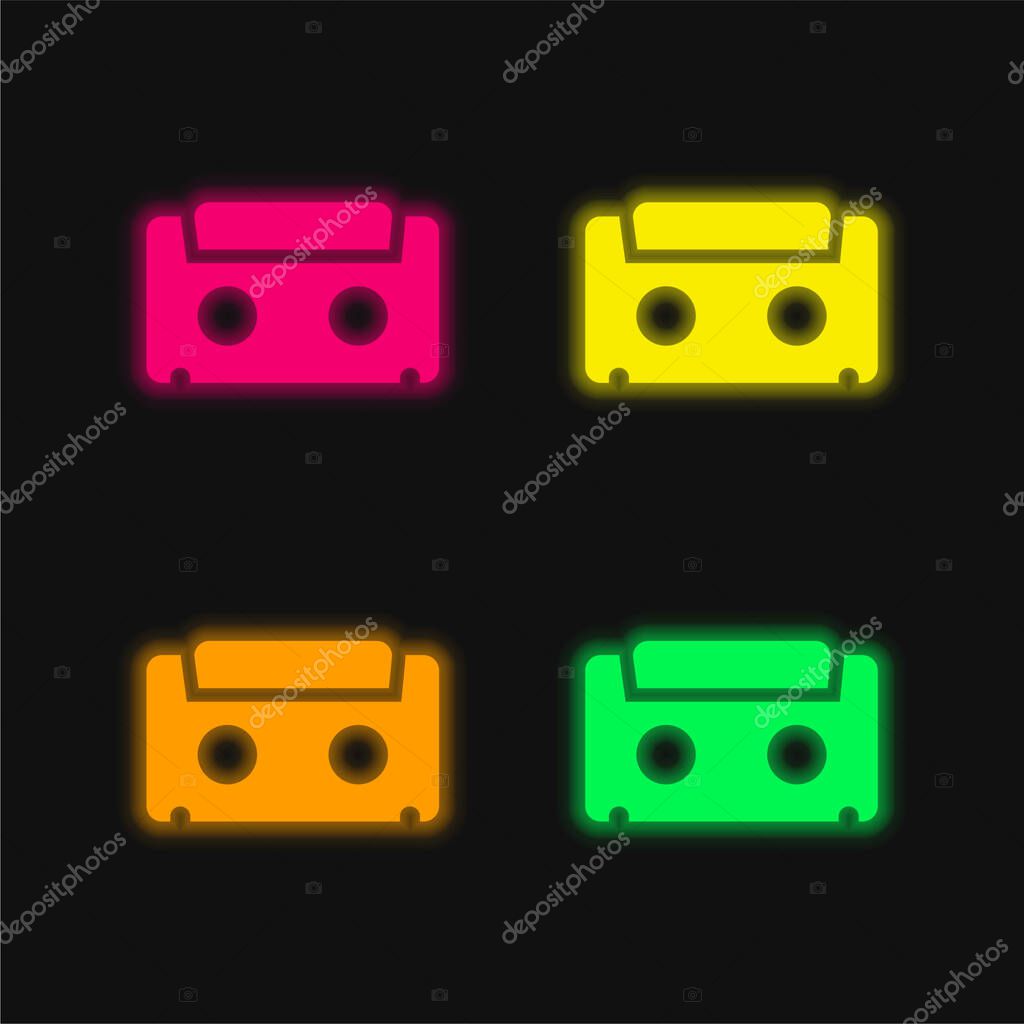 Audiotape four color glowing neon vector icon