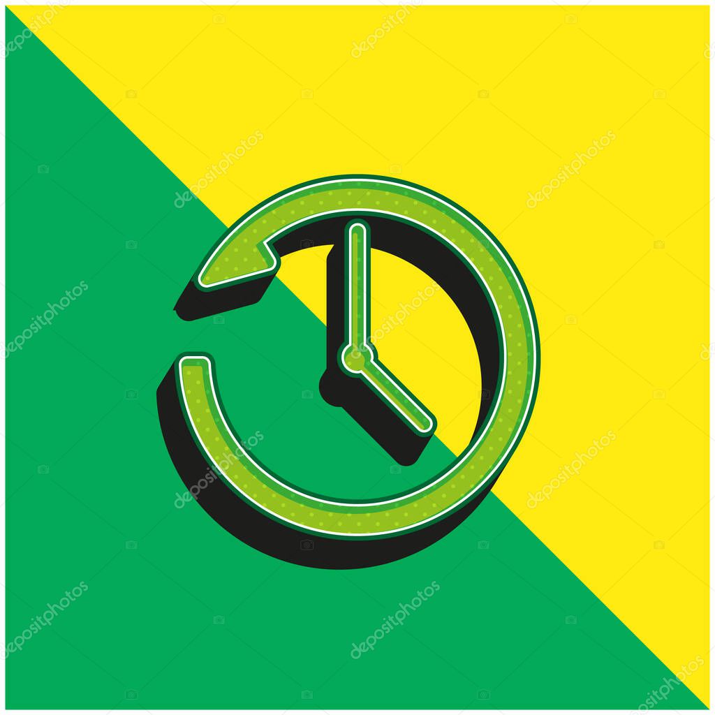 Anti Clockwise Green and yellow modern 3d vector icon logo