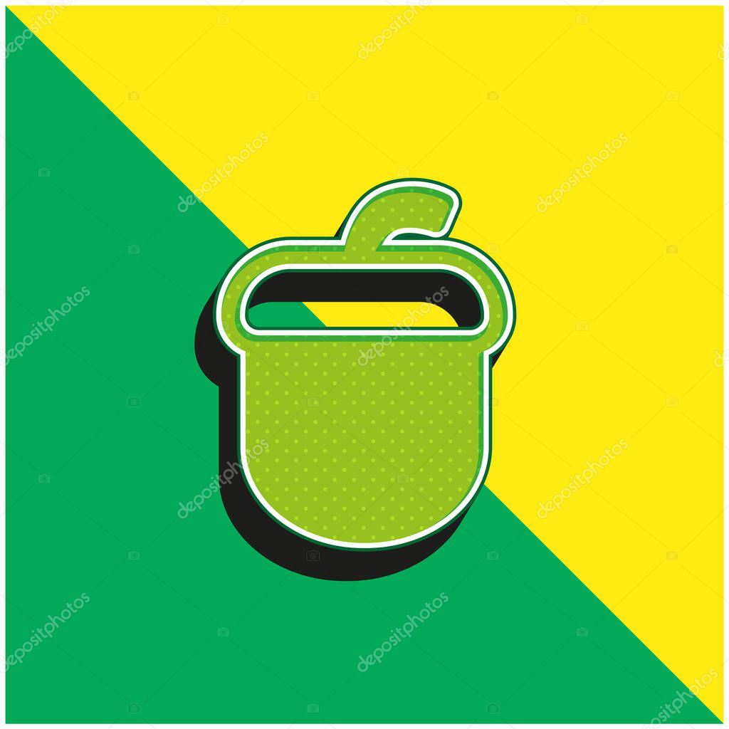 Acorn Green and yellow modern 3d vector icon logo