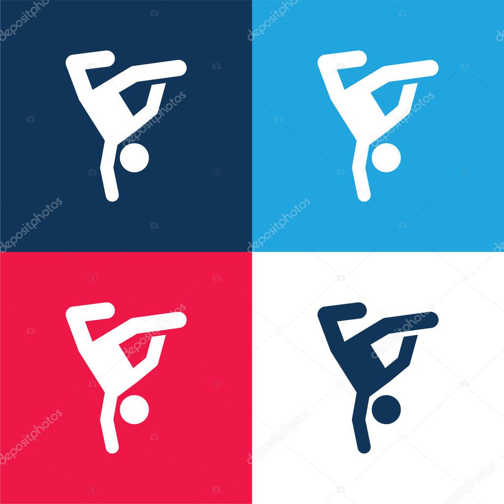Breakdance blue and red four color minimal icon set
