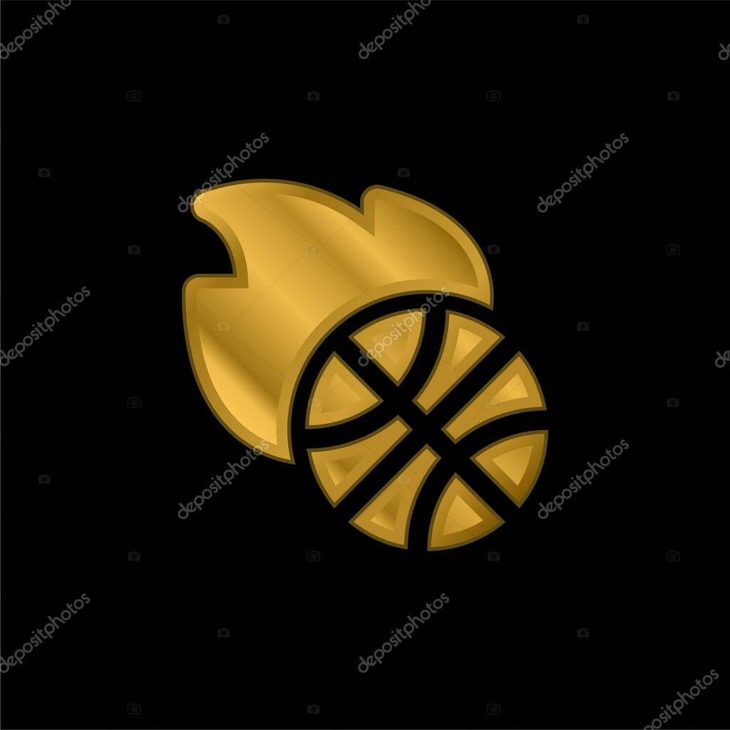 Basketball gold plated metalic icon or logo vector