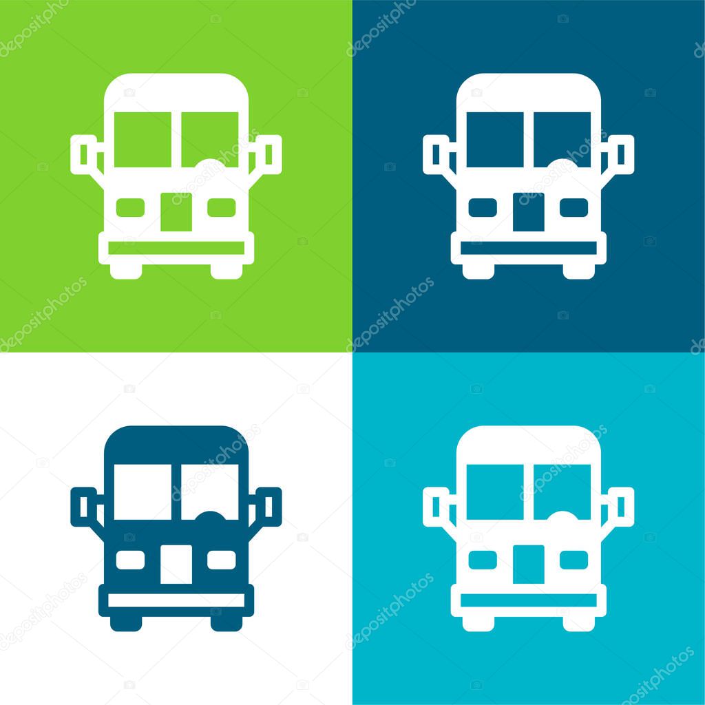 Airport Bus Flat four color minimal icon set