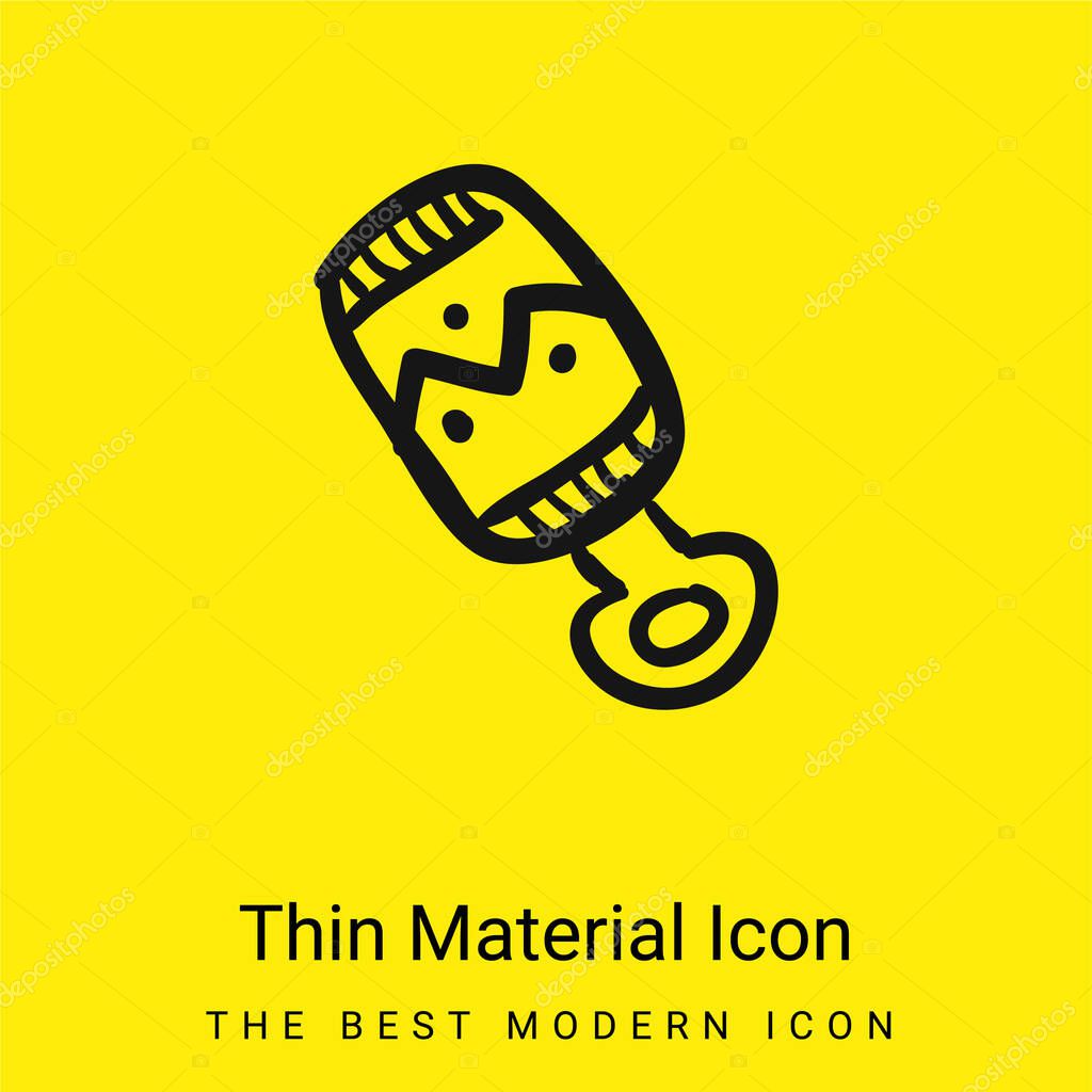 Baby Rattle Hand Drawn Toy minimal bright yellow material icon