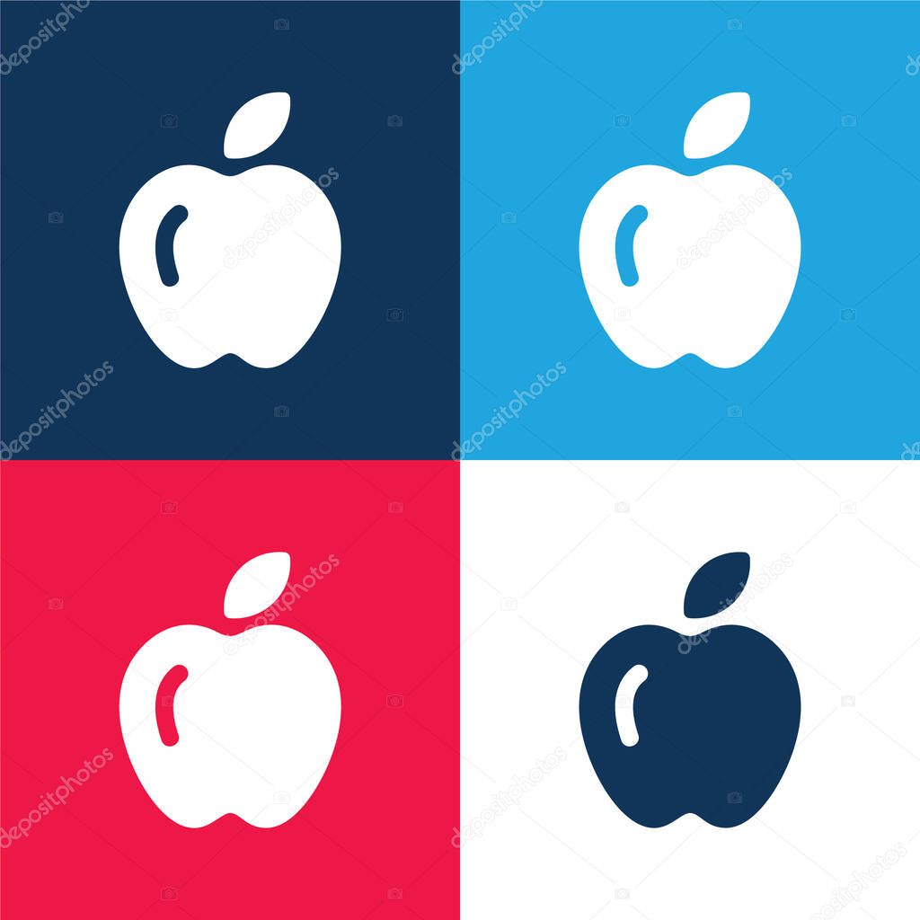 Apple blue and red four color minimal icon set