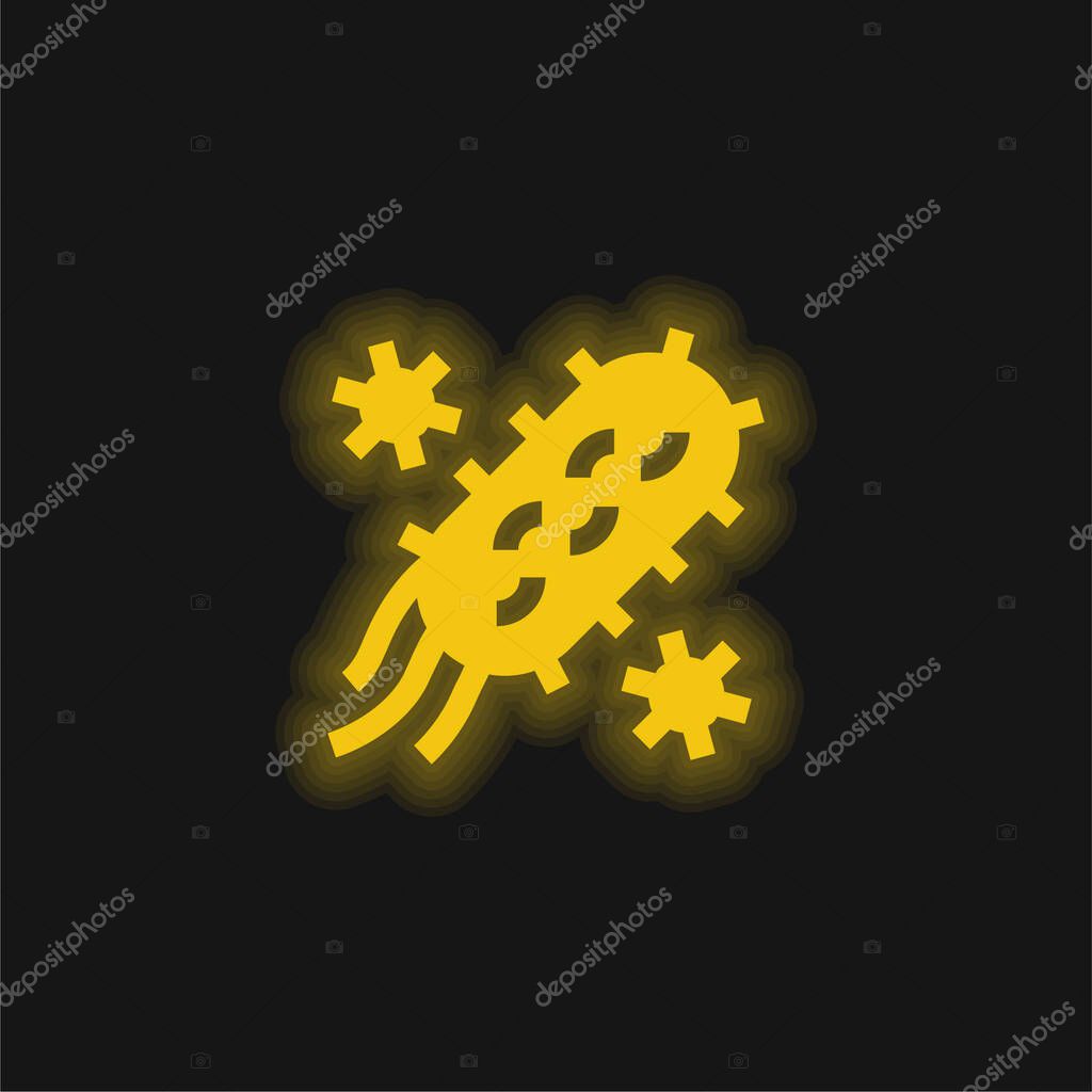 Bacteria yellow glowing neon icon