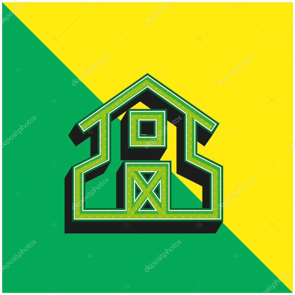 Barn Green and yellow modern 3d vector icon logo