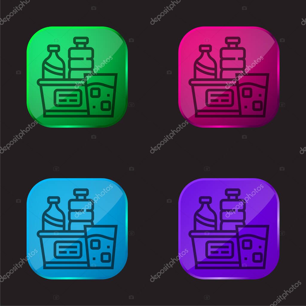 Beverages four color glass button icon