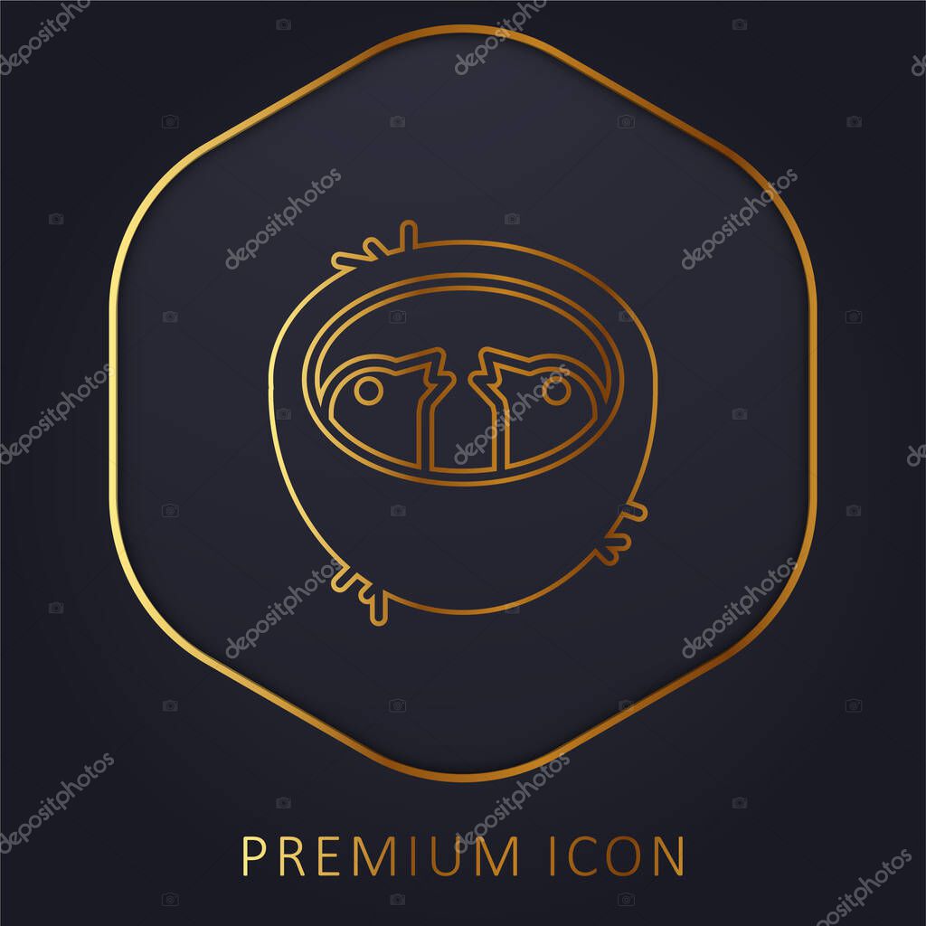 Baby Birds In A Nest golden line premium logo or icon
