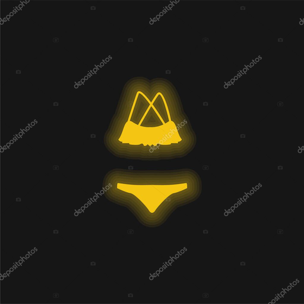 Bikini Shape yellow glowing neon icon