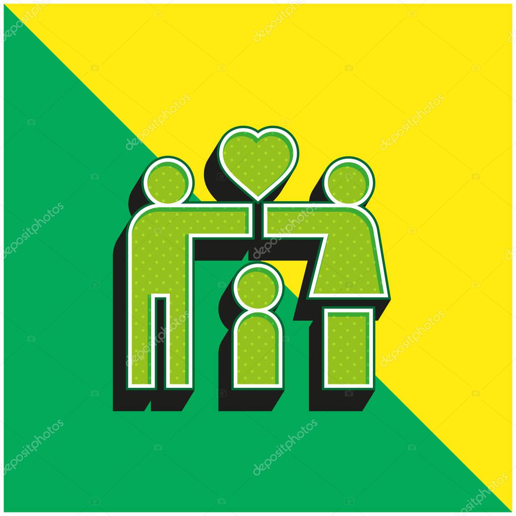 Adoption Green and yellow modern 3d vector icon logo