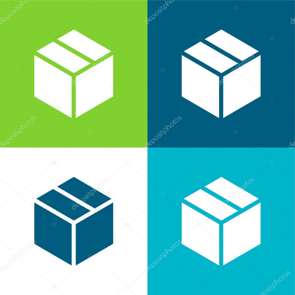 Box Flat four color minimal icon set