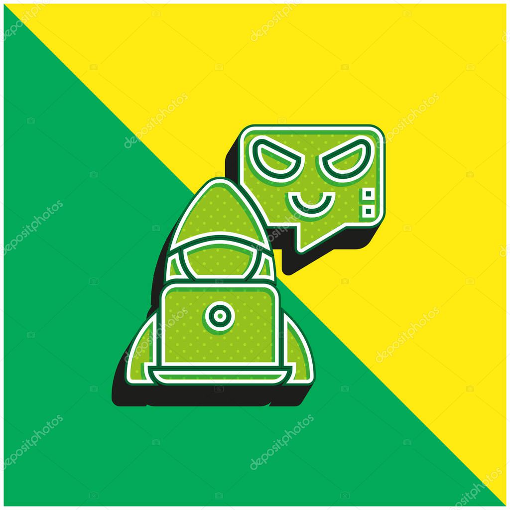 Botnet Green and yellow modern 3d vector icon logo