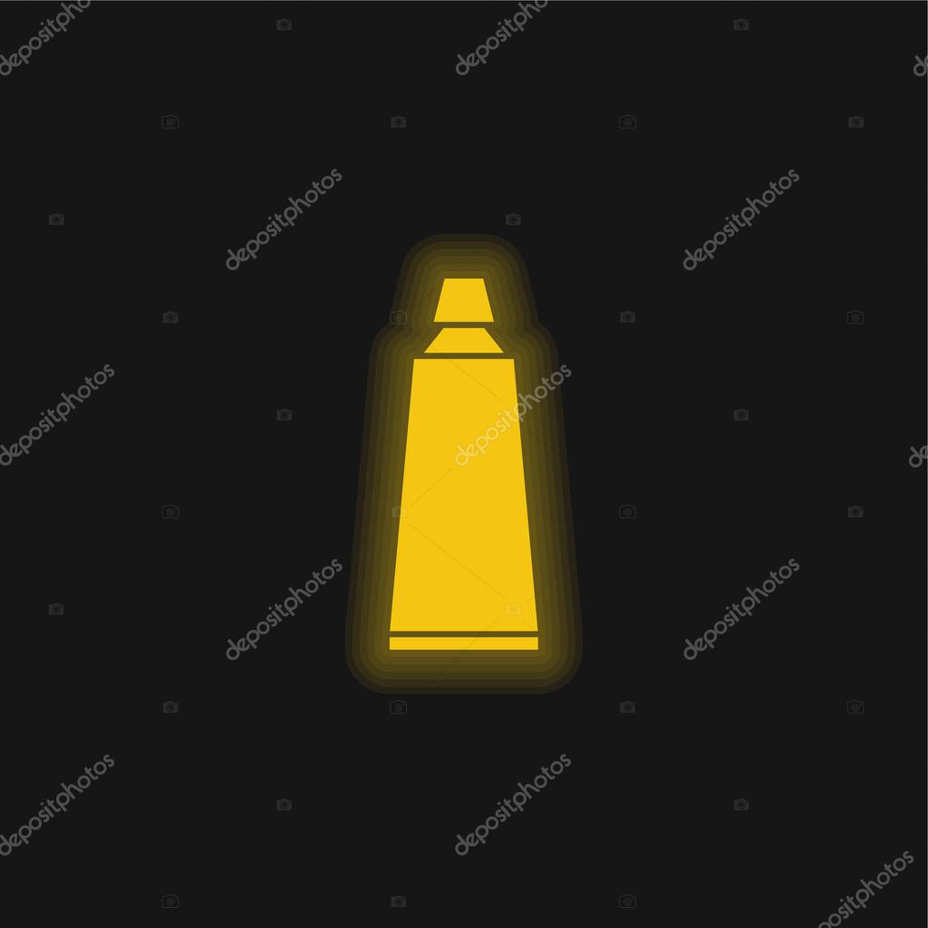 Bathroom Toothpaste Tube yellow glowing neon icon