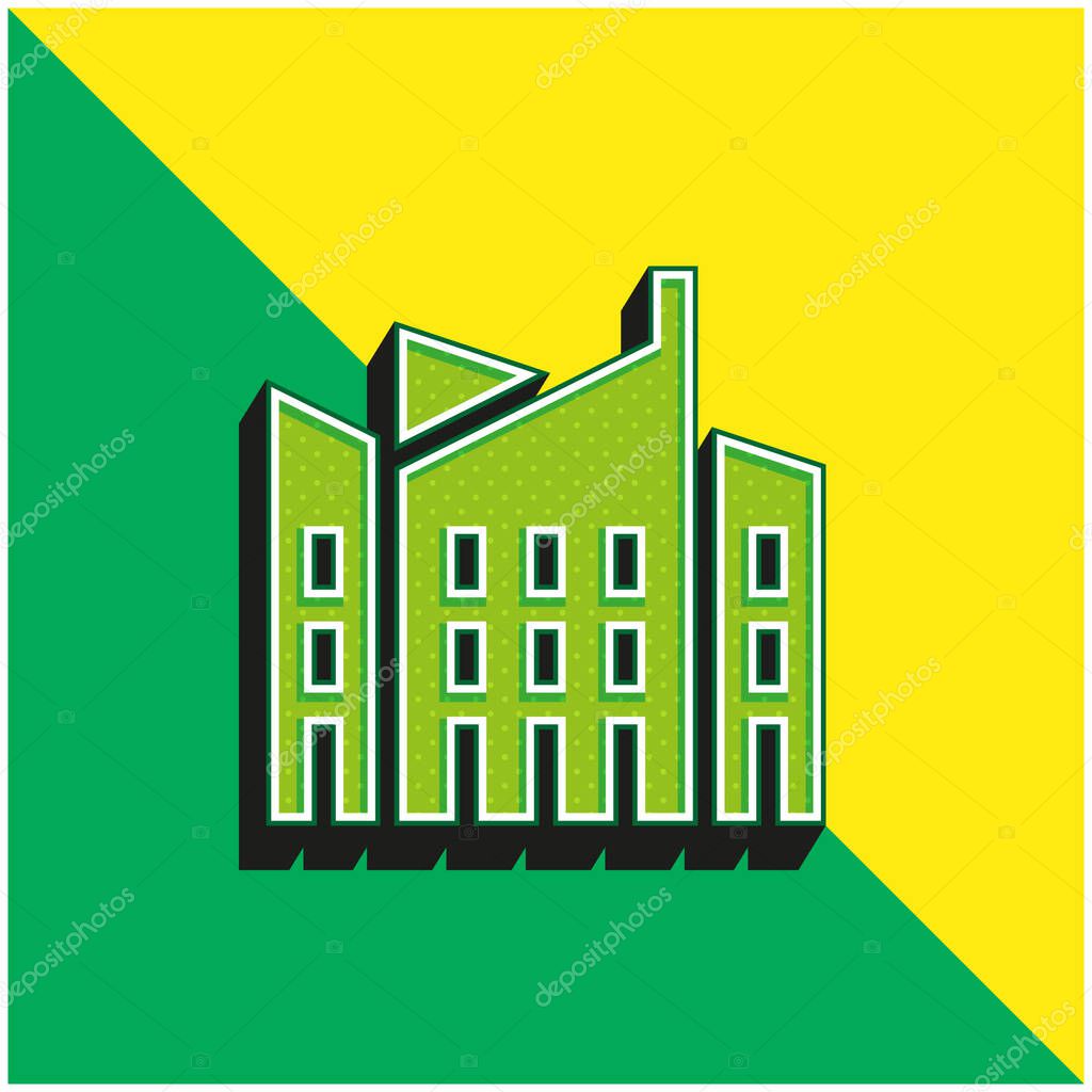 Architecture Green and yellow modern 3d vector icon logo