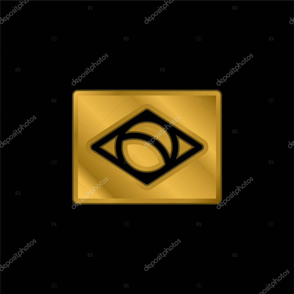 Brazil gold plated metalic icon or logo vector