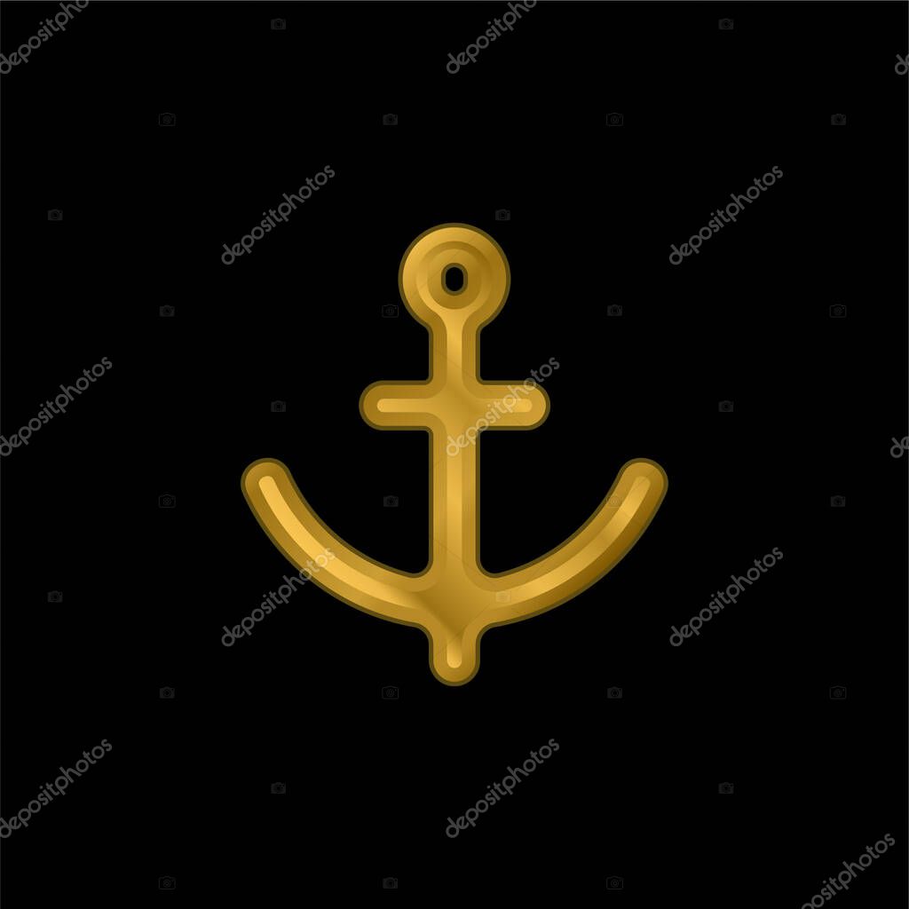 Anchor gold plated metalic icon or logo vector