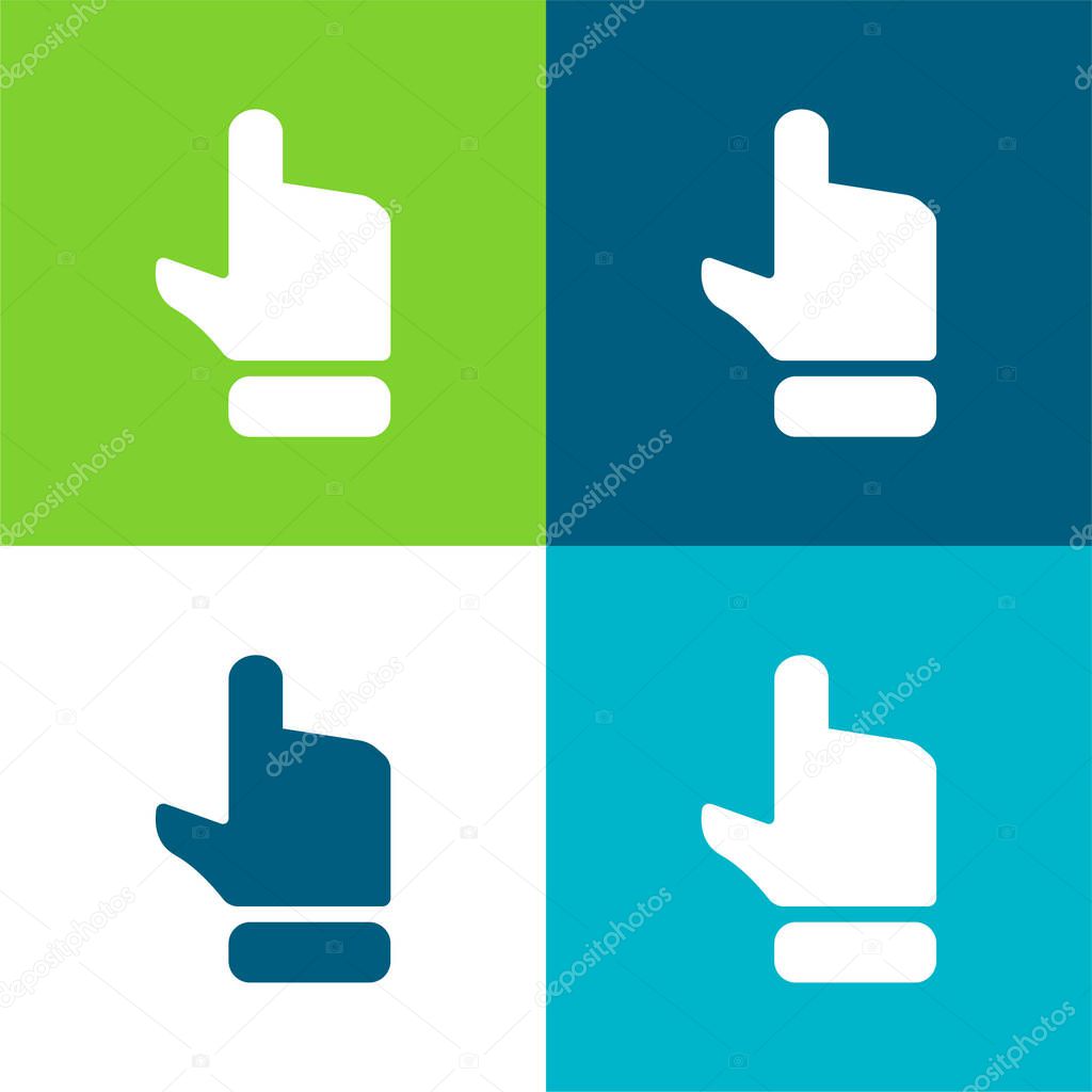 Black Hand Finger Pointing Up Flat four color minimal icon set