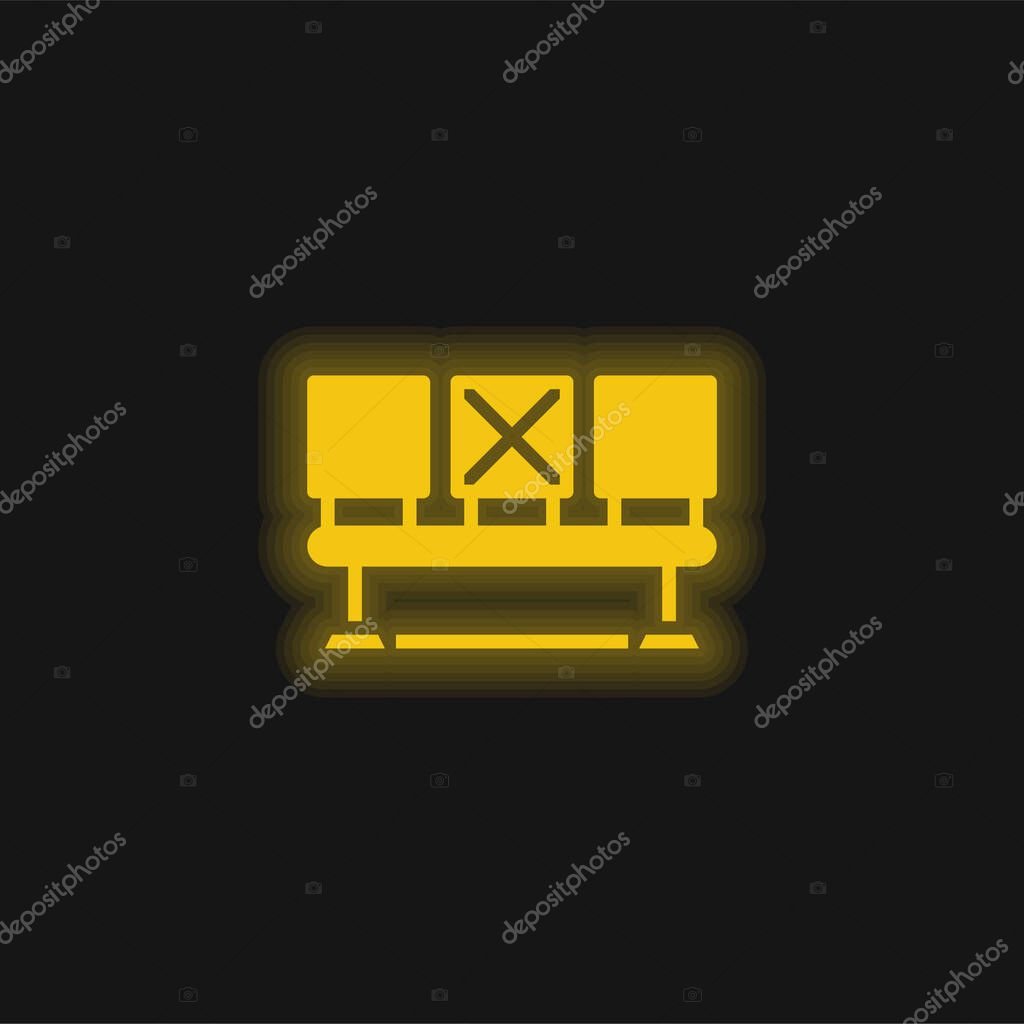 Bench yellow glowing neon icon