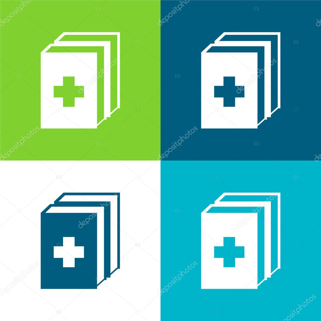 2 Medicine Kit Flat four color minimal icon set