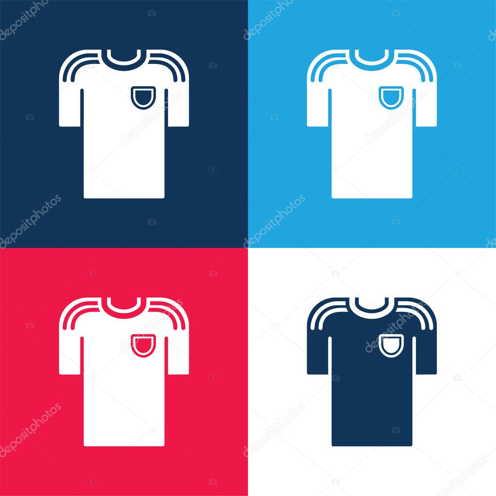 Black T Shirt Of A Soccer Player blue and red four color minimal icon set