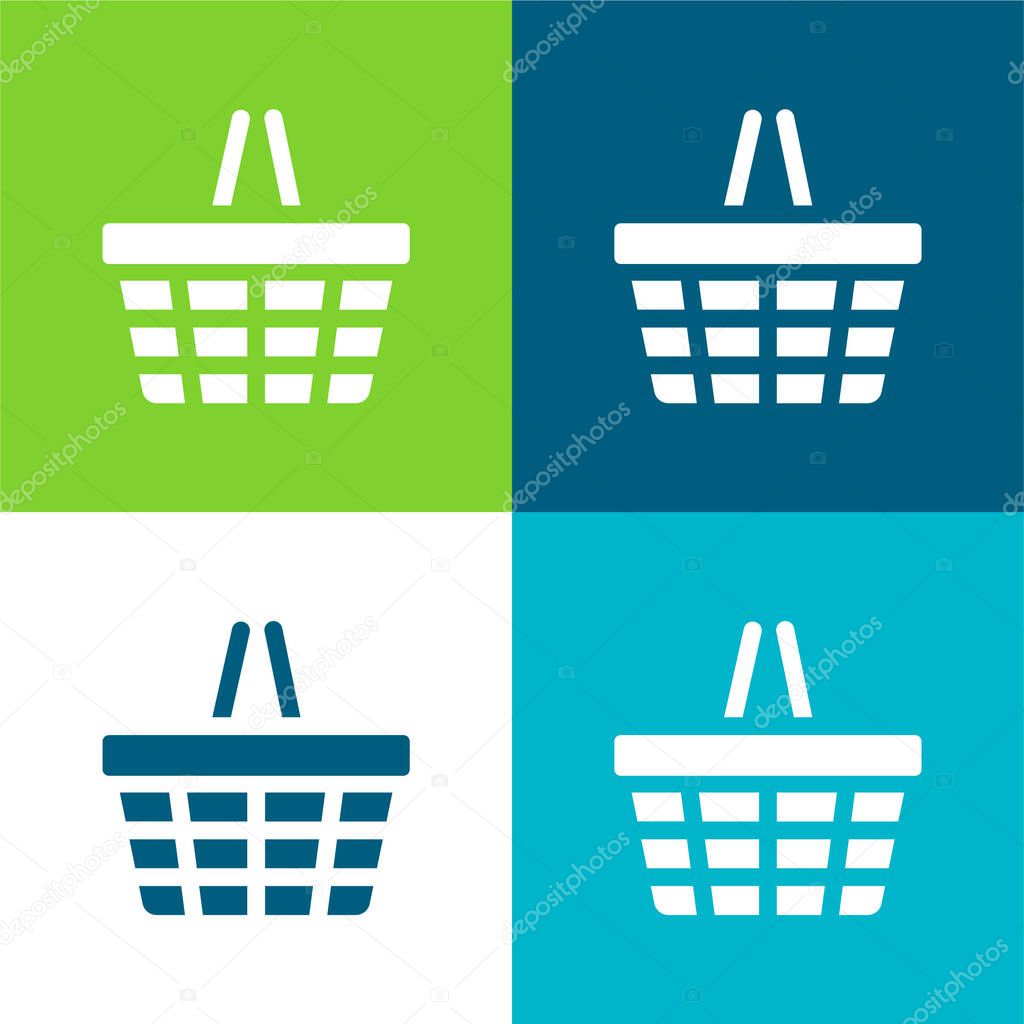 Basket Flat four color minimal icon set