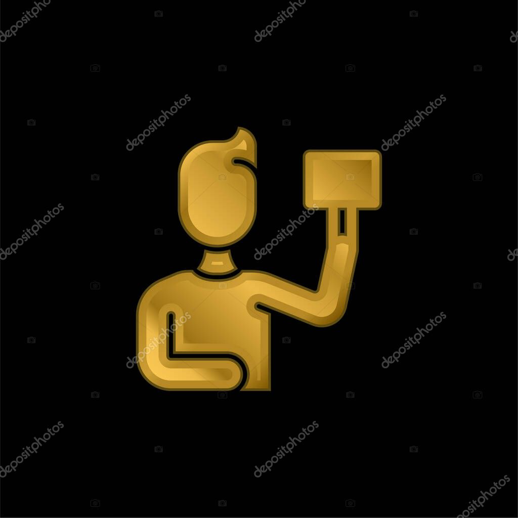 Bidding gold plated metalic icon or logo vector