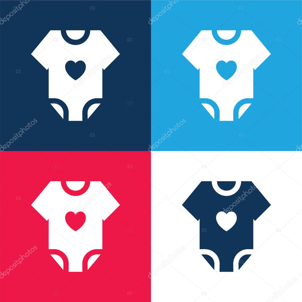 Baby blue and red four color minimal icon set