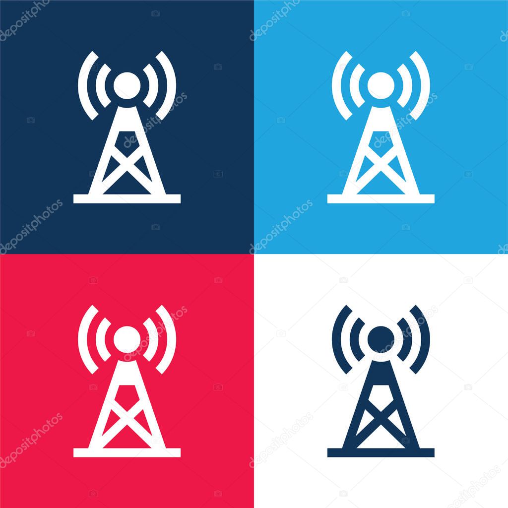 Antenna blue and red four color minimal icon set