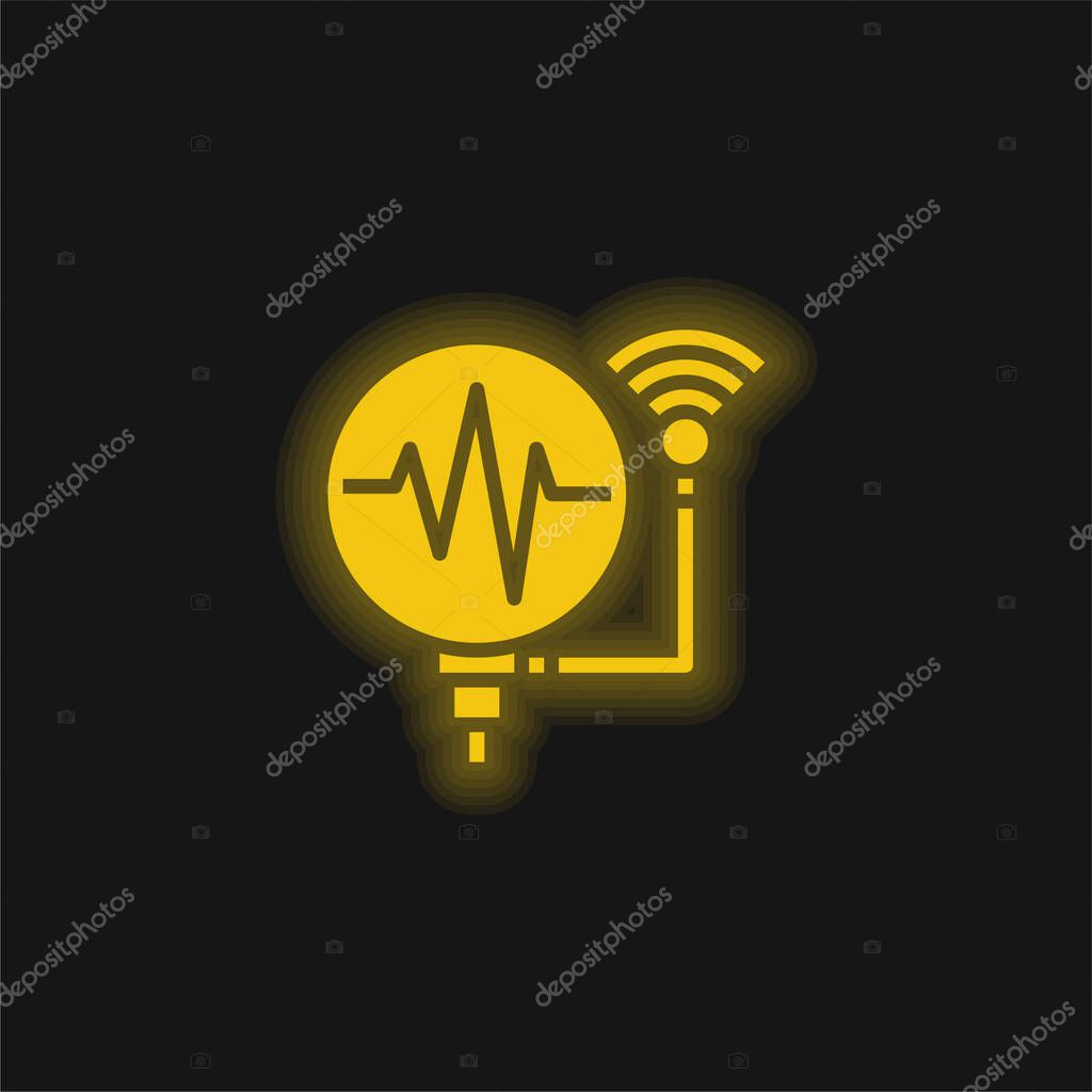 Assistant yellow glowing neon icon