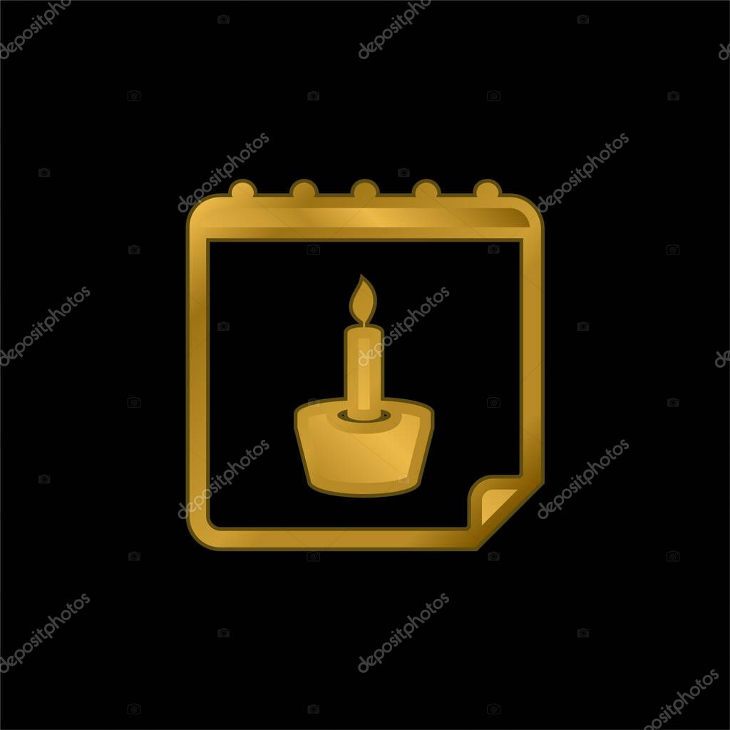 Birthday Reminder gold plated metalic icon or logo vector