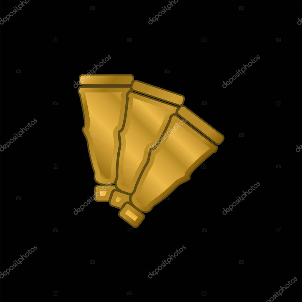 Art Piece Like A Fan gold plated metalic icon or logo vector
